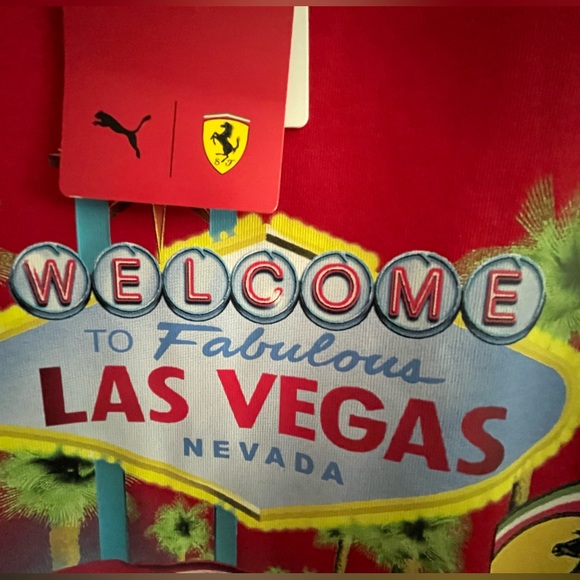 Puma Ferrari x Joshua Vides Graphic Cotton Crew Neck Short Sleeve TShirt Red szL - Picture 10 of 15